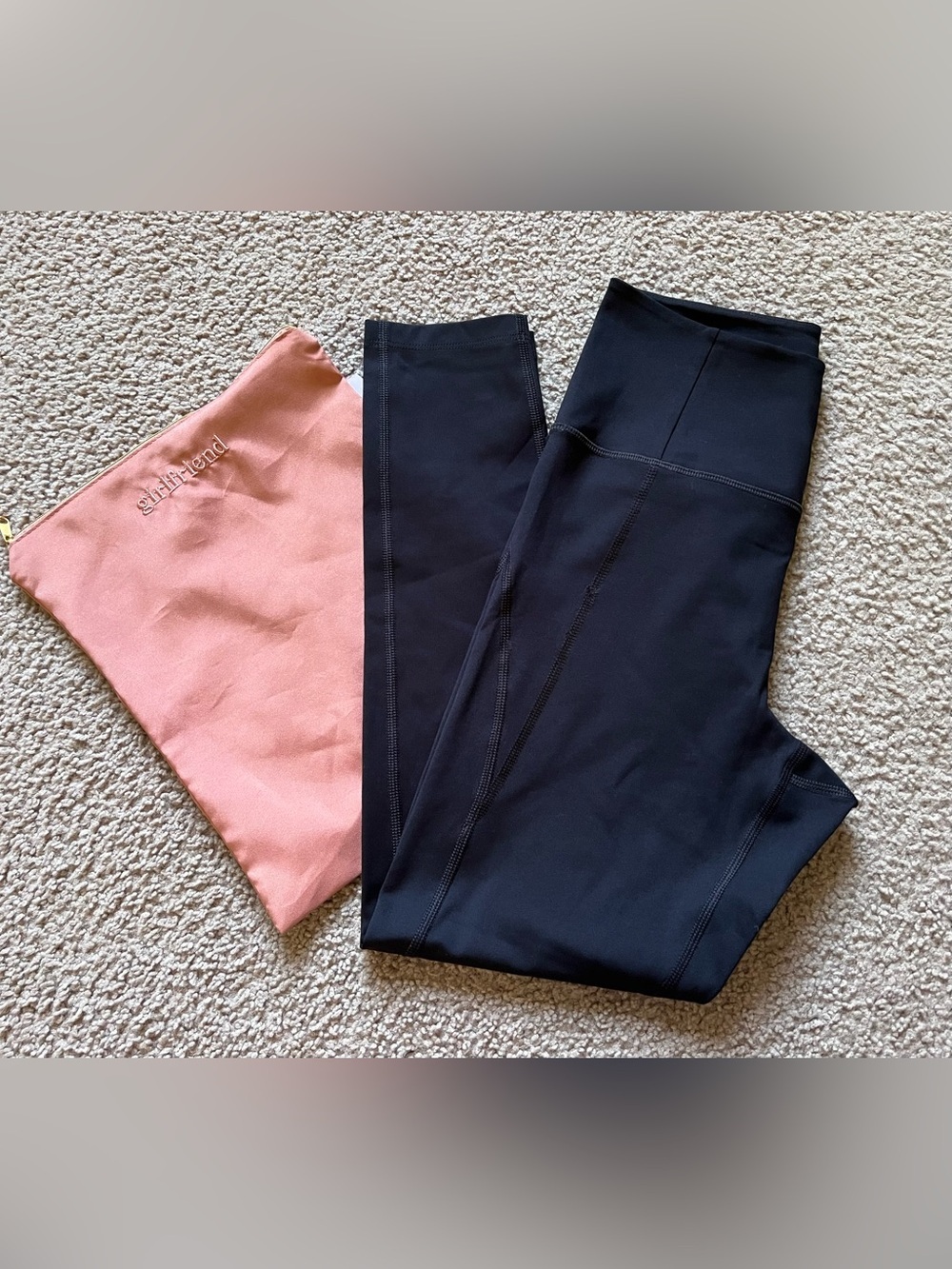Girlfriend Collective Black Compressive High-Rise Leggings Size S with Pouch